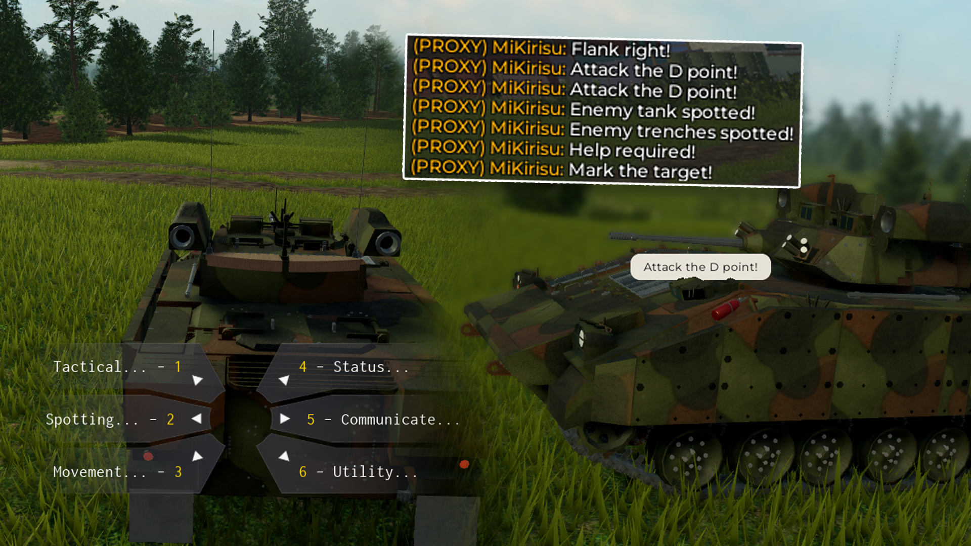The communication wheel open in game